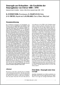 Smaragde aus Kolumbien – die Geschichte der Smaragdmine von Chivor 1880–1970
